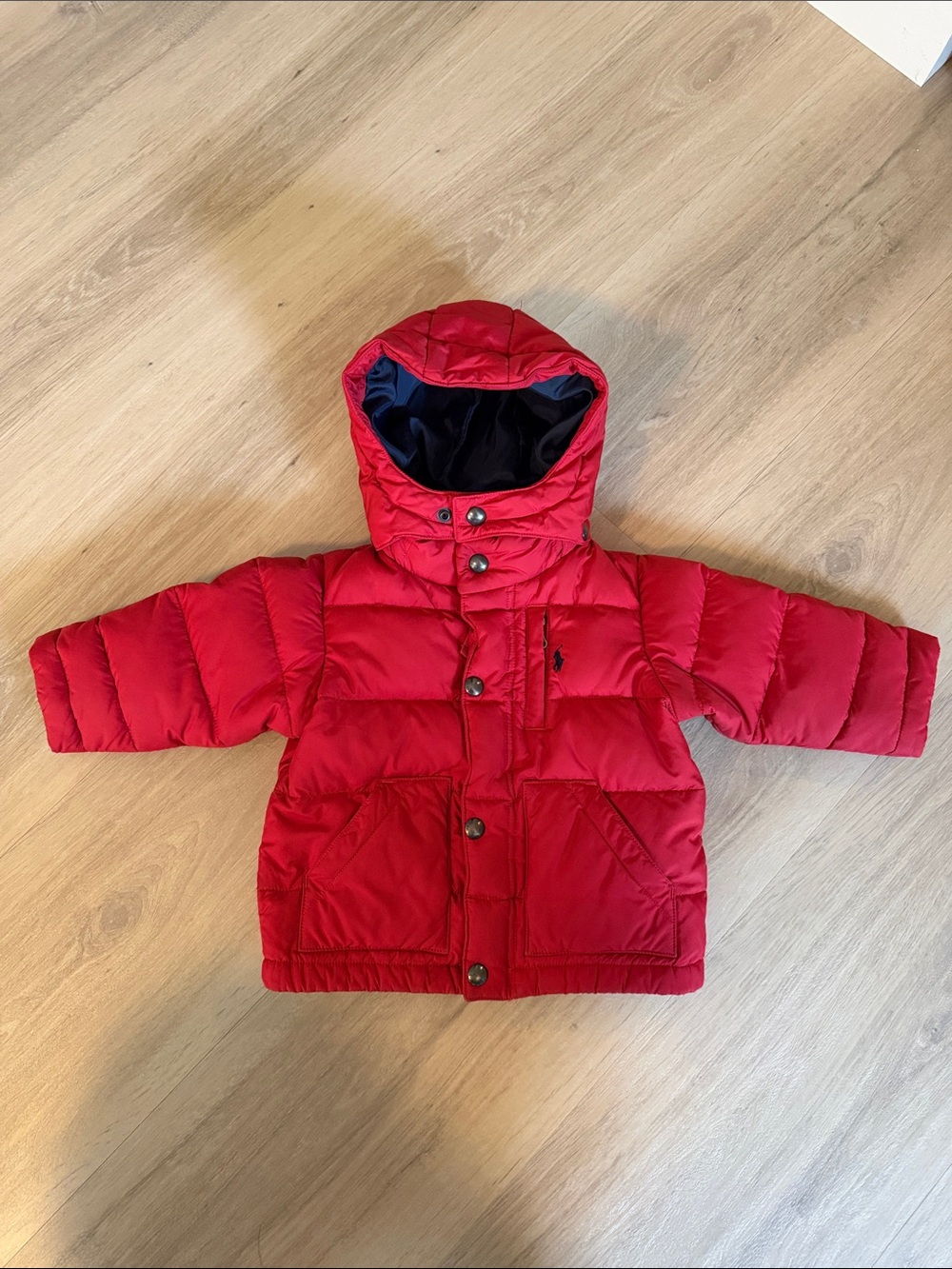 Ralph Lauren Kids Bright Red Hooded Puffer Coat